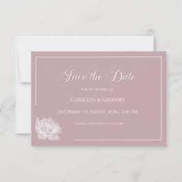 Reserve A Data Floral Line Art Dusty Rose White Wedding