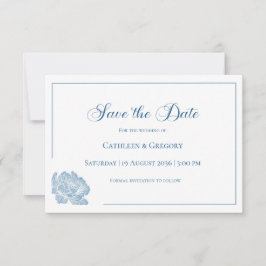 Reserve A Data Floral Line Art White Dusty Blue Wedding 
