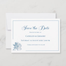 Reserve A Data Floral Line Art White Dusty Blue Wedding 