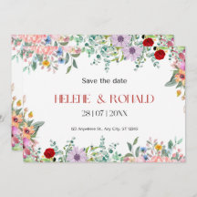 Floral Minimalista Colorida Salva A Data