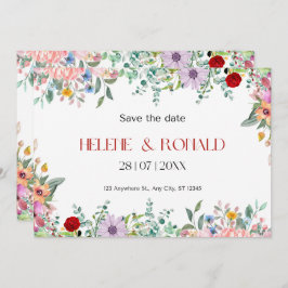 Reserve A Data Floral Minimalista Colorida Salva A Data