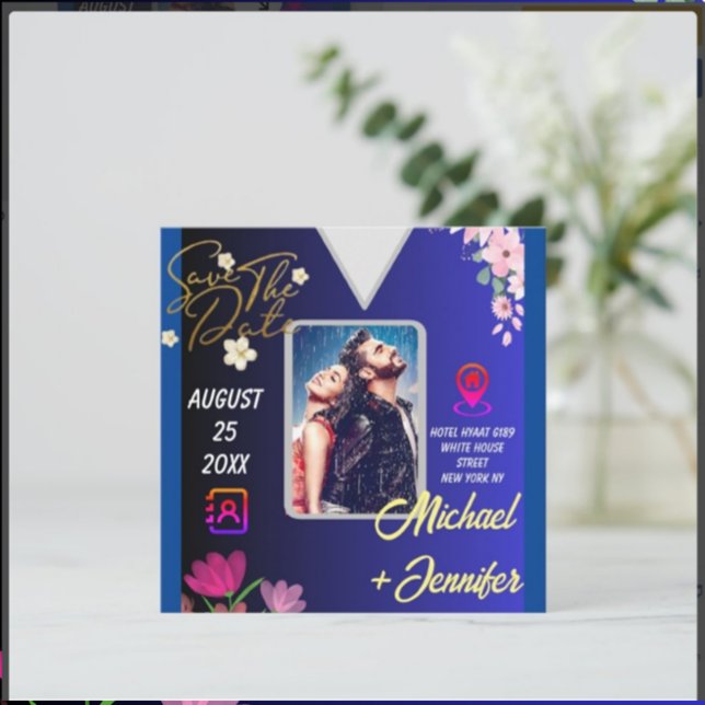 Reserve A Data Floral Moderno Código QR Foto Casamento Salve a Da (Criador carregado)