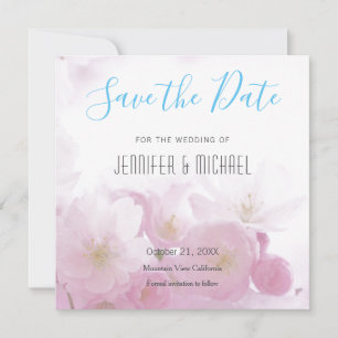 Reserve A Data Floral Moderno de Casamento Azul
