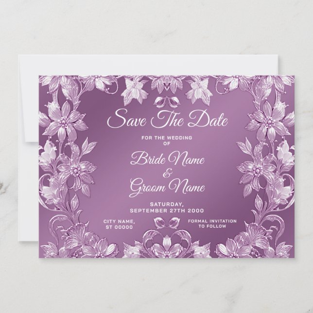 Reserve A Data Floral Moderno Lilac Salva A Data (Frente)