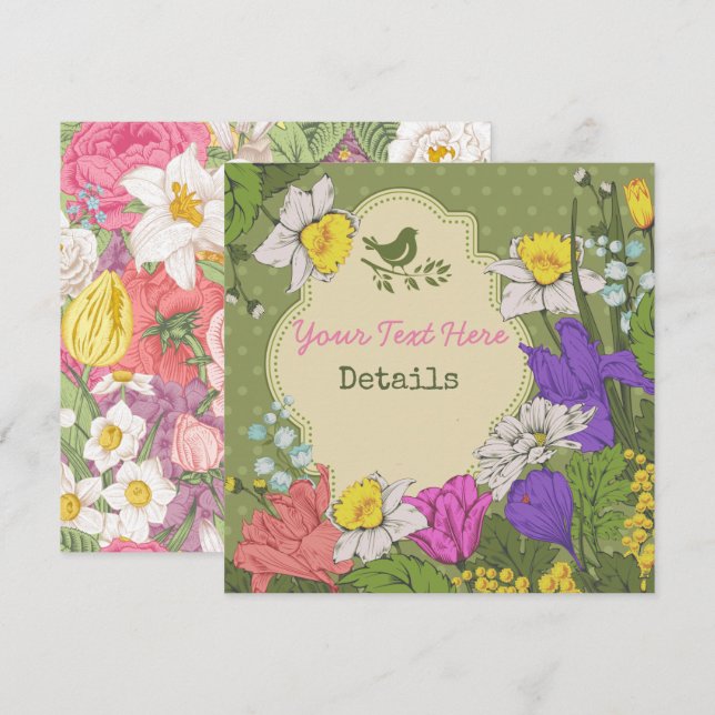 Reserve A Data Floral para Qualquer Evento (Frente/Verso)