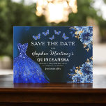 Reserve A Data Floral Real Princesa Azul Birthday Quinceanera<br><div class="desc">Celebre com estilo o convite da Princesa Birthday Quinceañera, Rosa Floral e Dourada. Este elegante design apresenta flores cor-de-rosa macio, aliadas a sotaques de ouro luxuosos, perfeitas para uma celebração de 15 regal e memorável. O convite incorpora graça e sofisticação, ajustado de uma princesa. Os delicados detalhes florais e o...</div>