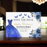 Reserve A Data Floral Real Princesa Azul Birthday Quinceanera<br><div class="desc">Celebre com estilo o convite da Princesa Birthday Quinceañera, Rosa Floral e Dourada. Este elegante design apresenta flores cor-de-rosa macio, aliadas a sotaques de ouro luxuosos, perfeitas para uma celebração de 15 regal e memorável. O convite incorpora graça e sofisticação, ajustado de uma princesa. Os delicados detalhes florais e o...</div>