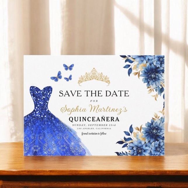 Reserve A Data Floral Real Princesa Azul Birthday Quinceanera (Criador carregado)
