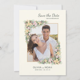 Reserve A Data Floral Romance Photo Save the Date Card