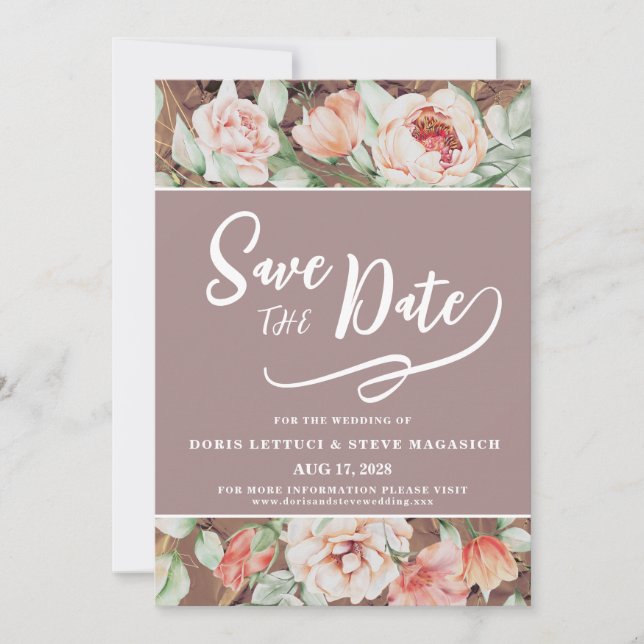 Reserve A Data Floral Romântico Elegante (Frente)