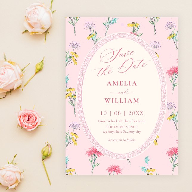 Reserve A Data Floral rosa  (Criador carregado)