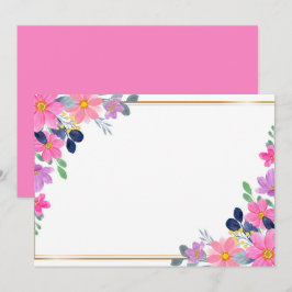 Reserve A Data Floral Rosa Quente Personalizado em Branco