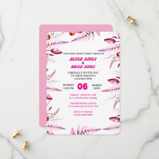 Reserve A Data Floral Rose Wedding Invitation: Blush Pink