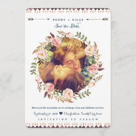 Reserve A Data Floral Rustic Watercolor Foto Salva as Datas