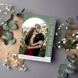 Reserve A Data Floral Simplicity 1 | Modern Green | Save The Date