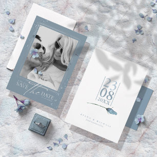 Reserve A Data Floral Sparkles Casamento Azul Empoeirado V2 ID889