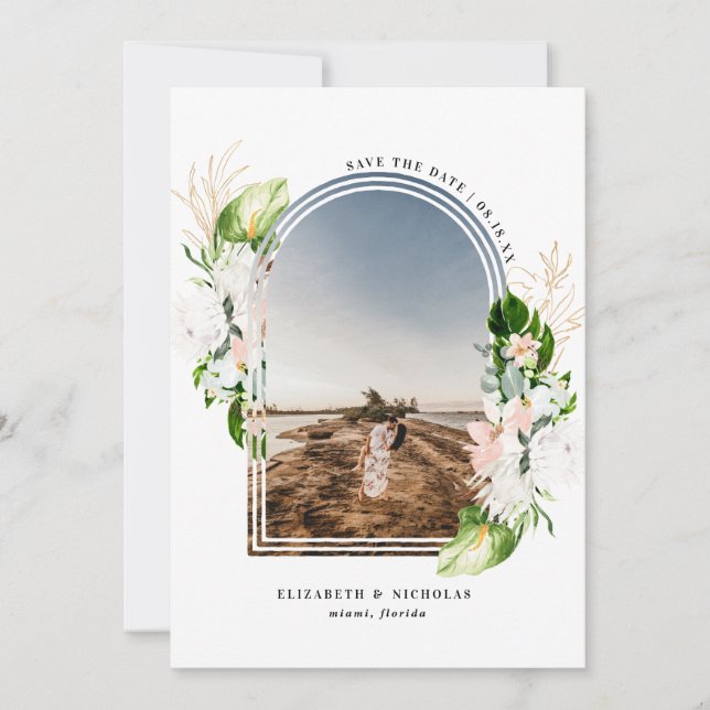 Reserve A Data Floral Tropical | Boho Salve a Data (Frente)