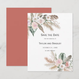 Reserve A Data Floral Tropical Capim-dos-pampas, Penas, Rústico |