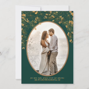 Reserve A Data Floral Verde & Dourado Elegante Pássaros Foto Pers