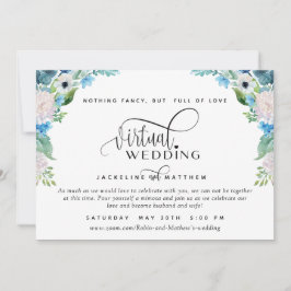 Reserve A Data Floral Verde e Azul de Casamento Virtual Online