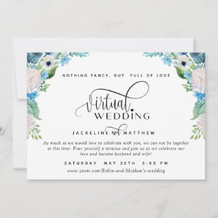 Reserve A Data Floral Verde e Azul de Casamento Virtual Online