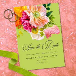 Reserve A Data Floral Vibrante de Verão em Limão Laranja e Rosa C