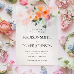 Reserve A Data Floral Watercolor Elegante Romântico Botânico