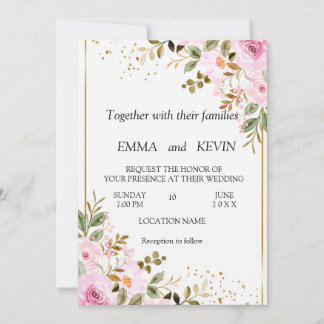 Reserve A Data Floral wedding invitation
