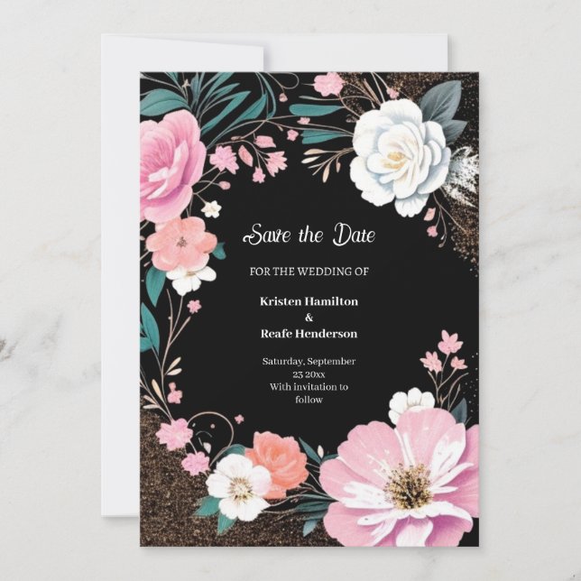 Reserve A Data Floral Wedding Save the Date Card (Frente)