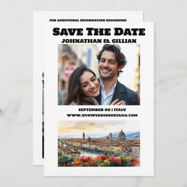 Reserve A Data Florence casais de destino de casamento foto Itáli (Frente/Verso)