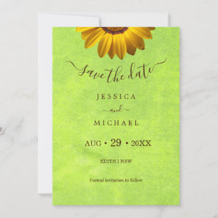 Reserve A Data Flores Amarelas no Casamento Verde Abstrato