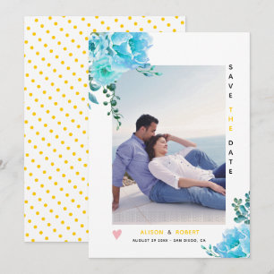 Reserve A Data Flores aqua azul-aqua, folhas amarelas