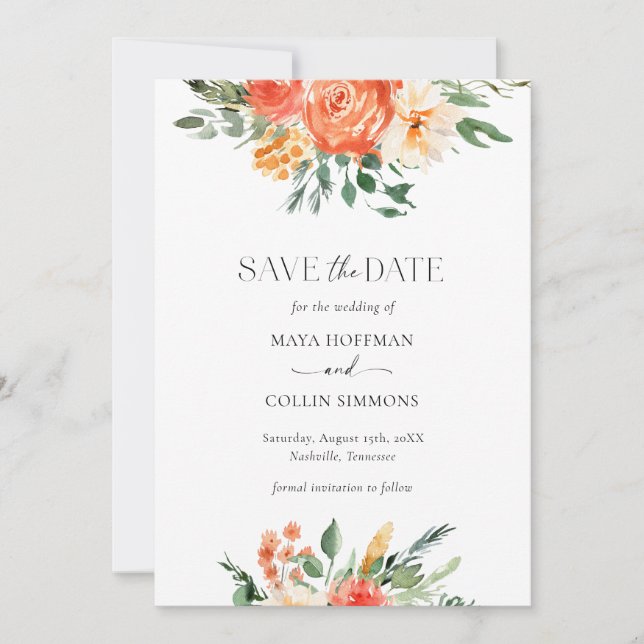 Reserve A Data Flores Aquáticas Rosa Casamento Salve a Data (Frente)