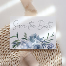 Flores Azuis Passado em Tom Pastel Save The Date