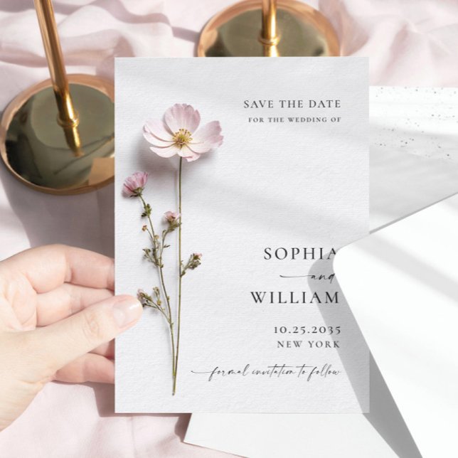 Reserve A Data Flores Boho Passado Impresso Elegante Casamento (Criador carregado)