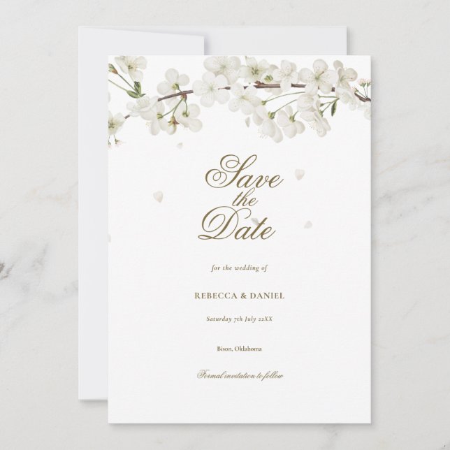 Reserve A Data Flores Brancas Save the Date (Frente)