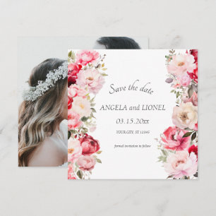 Reserve A Data Flores cor-de-rosa Elegantes Casamento de Aquarela