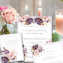 Reserve A Data Flores de Aquarela Rosa e Roxo