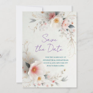 Reserve A Data Flores de Aquarela Tipografia Script Salve a Data