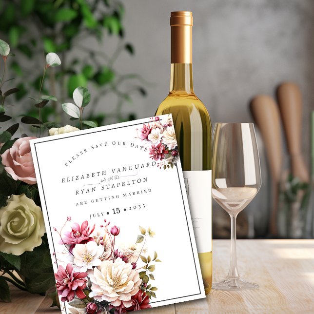 Reserve A Data Flores de Aquarelas Rosa e Branca (Criador carregado)