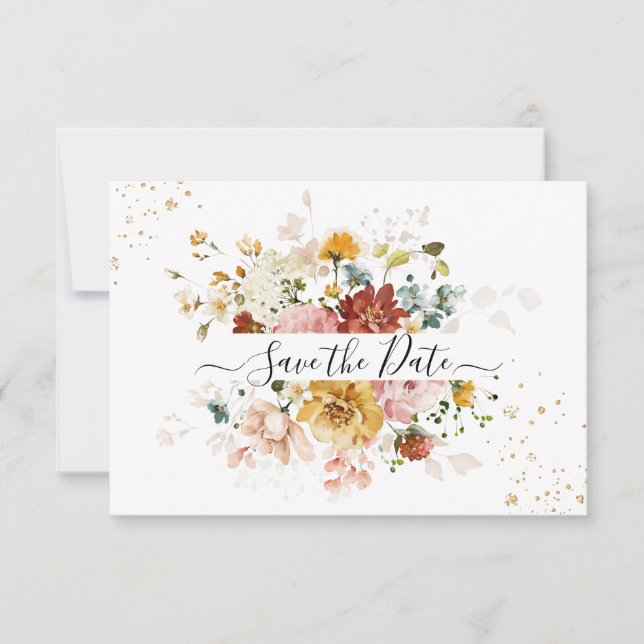 Reserve A Data Flores De Jardim De Quebra De Aquarela PixDezines (Frente)