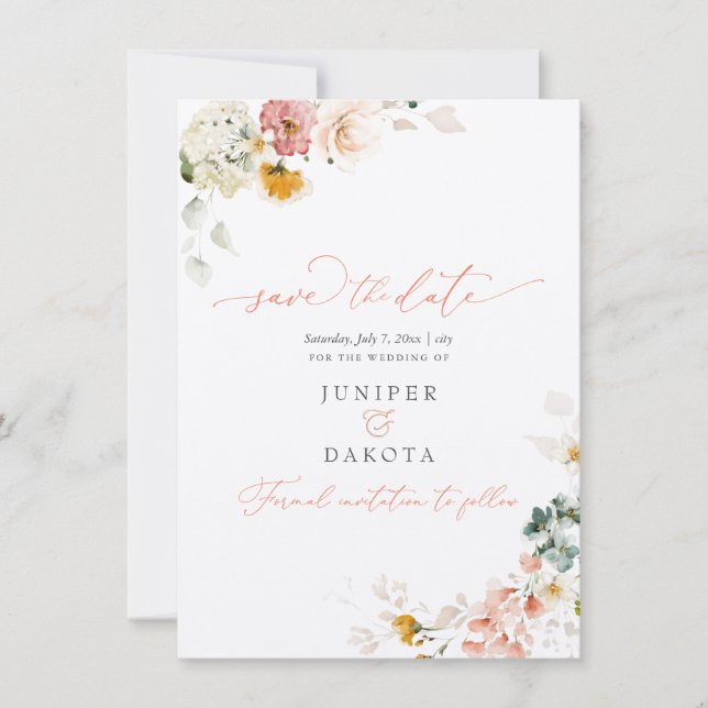 Reserve A Data Flores De Jardim De Quebra De Aquarela PixDezines (Frente)