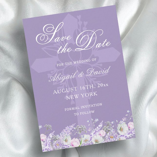 Reserve A Data Flores de Lavanda Casamento Religioso Save The Dat (Criador carregado)