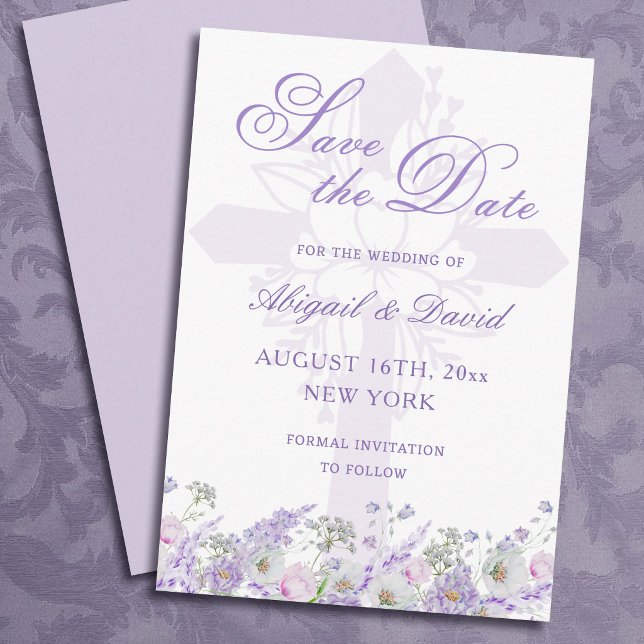 Reserve A Data Flores de Lilás Casamento Religioso Save The Date (Criador carregado)