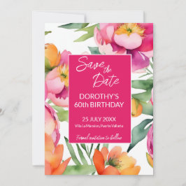 Reserve A Data Flores de verão cor-de-rosa-escuro festa de aniver