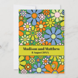 Reserve A Data Flores do Jardim Retro 60s 70s Floral