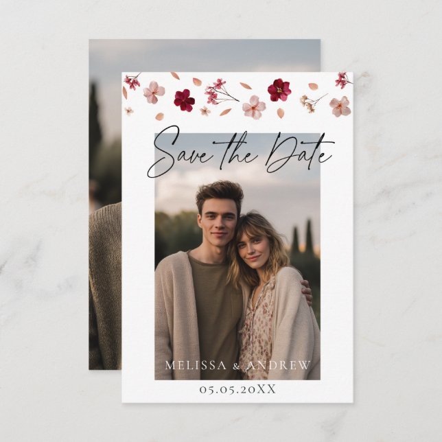 Reserve A Data Flores e fotos sob pressão (Frente/Verso)