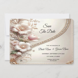 Reserve A Data Flores e Pérolas Embelezam Save The Date