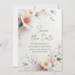 Reserve A Data Flores Elegantes em Aquarela Salvar Data Script
