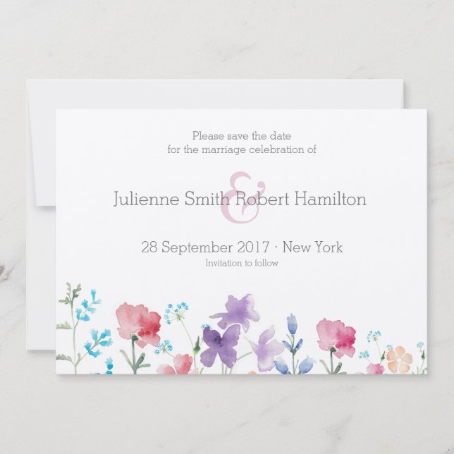 Reserve A Data Flores Florais Aquarelas Salvem a Data (Frente)